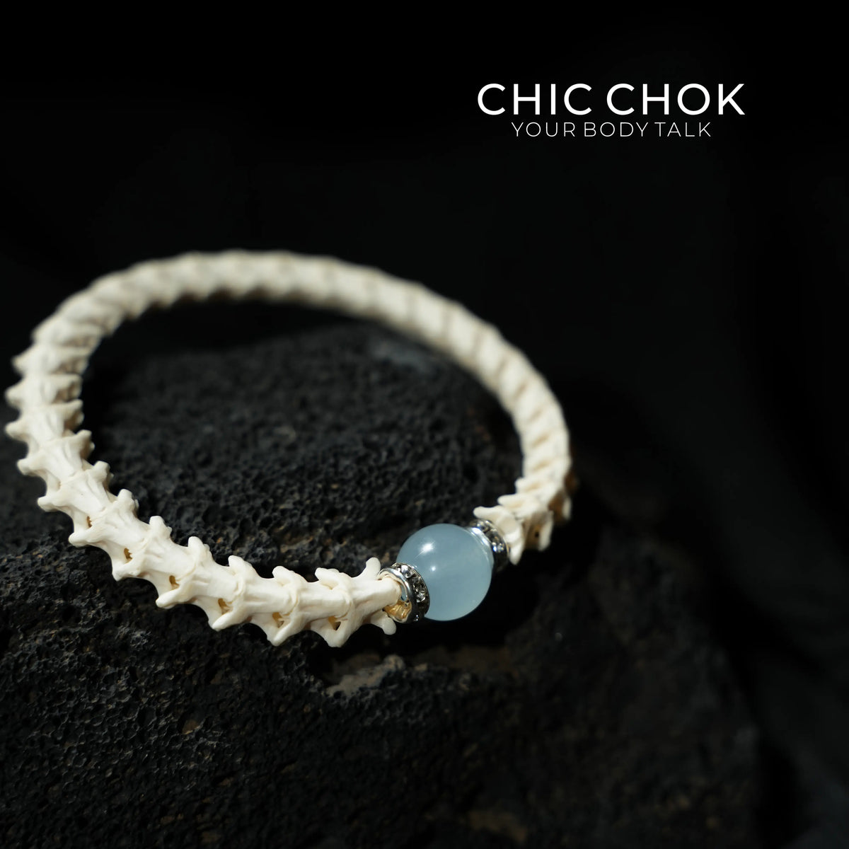 Snake Bone Light Blue Bracelet