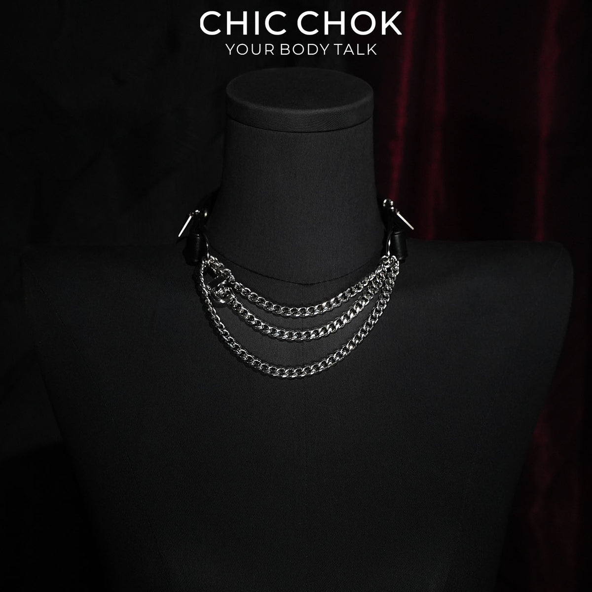 CHICCHOK Synapse Pulse | Cyberpunk Spiked Choker | Matte Black Industrial Collar
