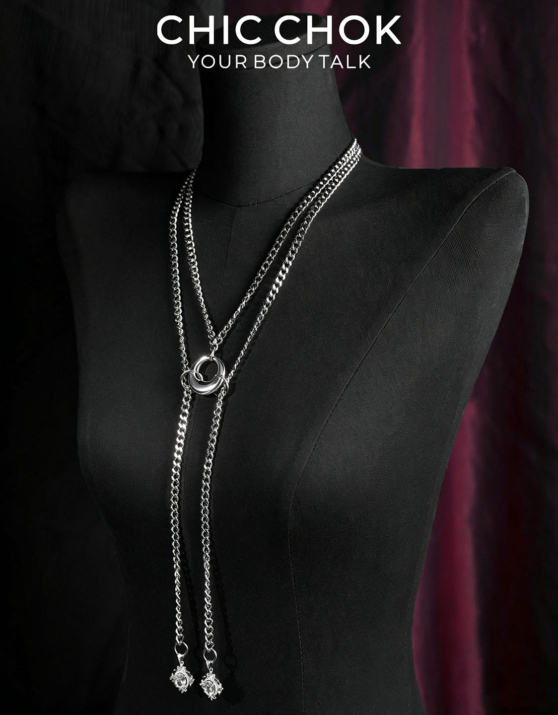 CHICCHOK Twin Astral Crystals Stainless Steel Necklace | Gothic Cyberpunk Industrial Chain Pendant | Luxury Y2K Fairy Grunge Hypoallergenic Jewelry