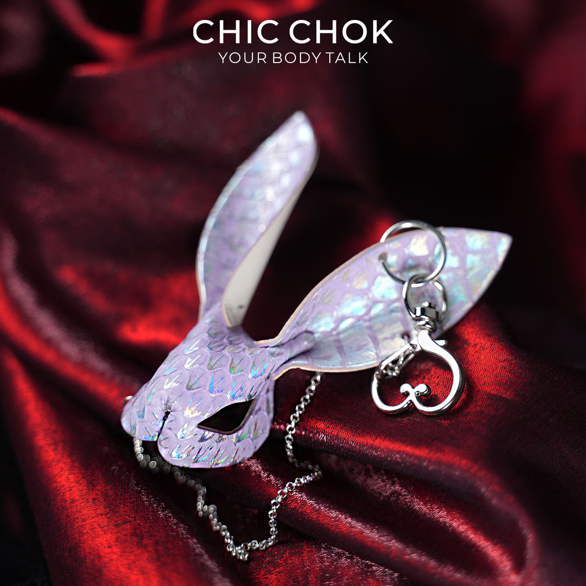 CHICCHOK Violet Phantom Rabbit | Holographic Snake Leather Charm | Pastel Goth Bunny Pendant