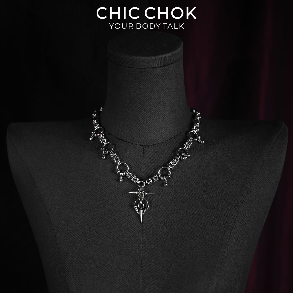 CHICCHOK Crimson Tears Prison Heart Necklace | Gothic Heavy Stainless Steel Thorns Choker | Y2K Cyberpunk Industrial Barbed Wire Link Chain Collar for Sensitive Skin