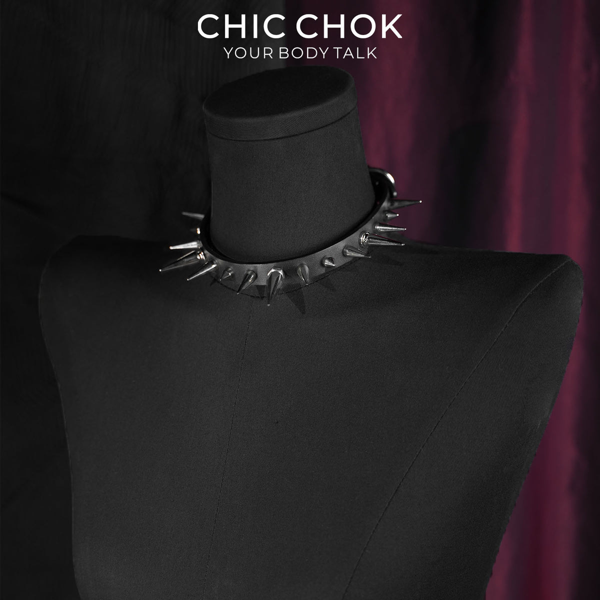 CHICCHOK Thorn Wasteland Genuine Leather Choker | Gothic Punk Rock Asymmetric Spike Collar | Luxury Heavy Metal Motorcycle Biker Subversive Jewelry