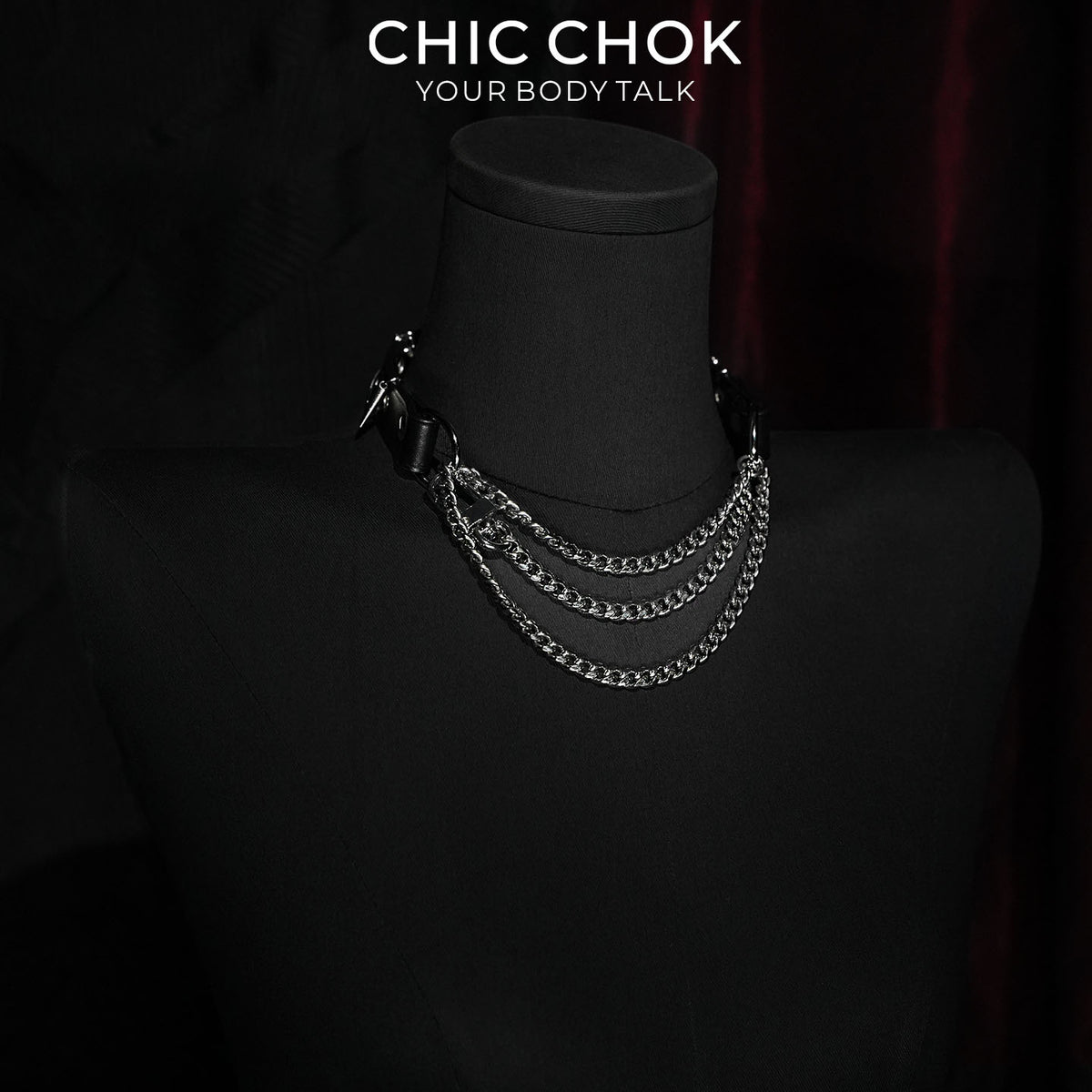 CHICCHOK Synapse Pulse | Cyberpunk Spiked Choker | Matte Black Industrial Collar