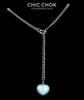 CHICCHOK Sweet Punk Y-Lariat Chain Necklace | Y2K Cute Coquette Heart Charm Collar | Harajuku Kawaii Stainless Steel Cuban Link Jewelry for Sensitive Skin