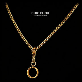 CHICCHOK "Lunar Shackle" Stainless Steel Ring Y-Necklace | Gothic OT Toggle Clasp Star & Moon Pendant Drop Chain | Dark Grunge Y2K Streetwear Jewelry