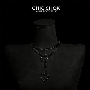 CHICCHOK O-Ring Slip-On Choker Necklace for Women – Handmade Adjustable Lariat Y-Necklace, Cuban Chain Style