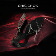 CHICCHOK Gothic Bunny | Collar de auténtico pelo de pony y dije para bolso | Ritual de cuero punk Harajuku