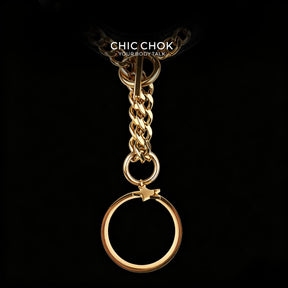 CHICCHOK "Lunar Shackle" Stainless Steel Ring Y-Necklace | Gothic OT Toggle Clasp Star & Moon Pendant Drop Chain | Dark Grunge Y2K Streetwear Jewelry