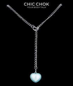 CHICCHOK Sweet Punk Y-Lariat Chain Necklace | Y2K Cute Coquette Heart Charm Collar | Harajuku Kawaii Stainless Steel Cuban Link Jewelry for Sensitive Skin