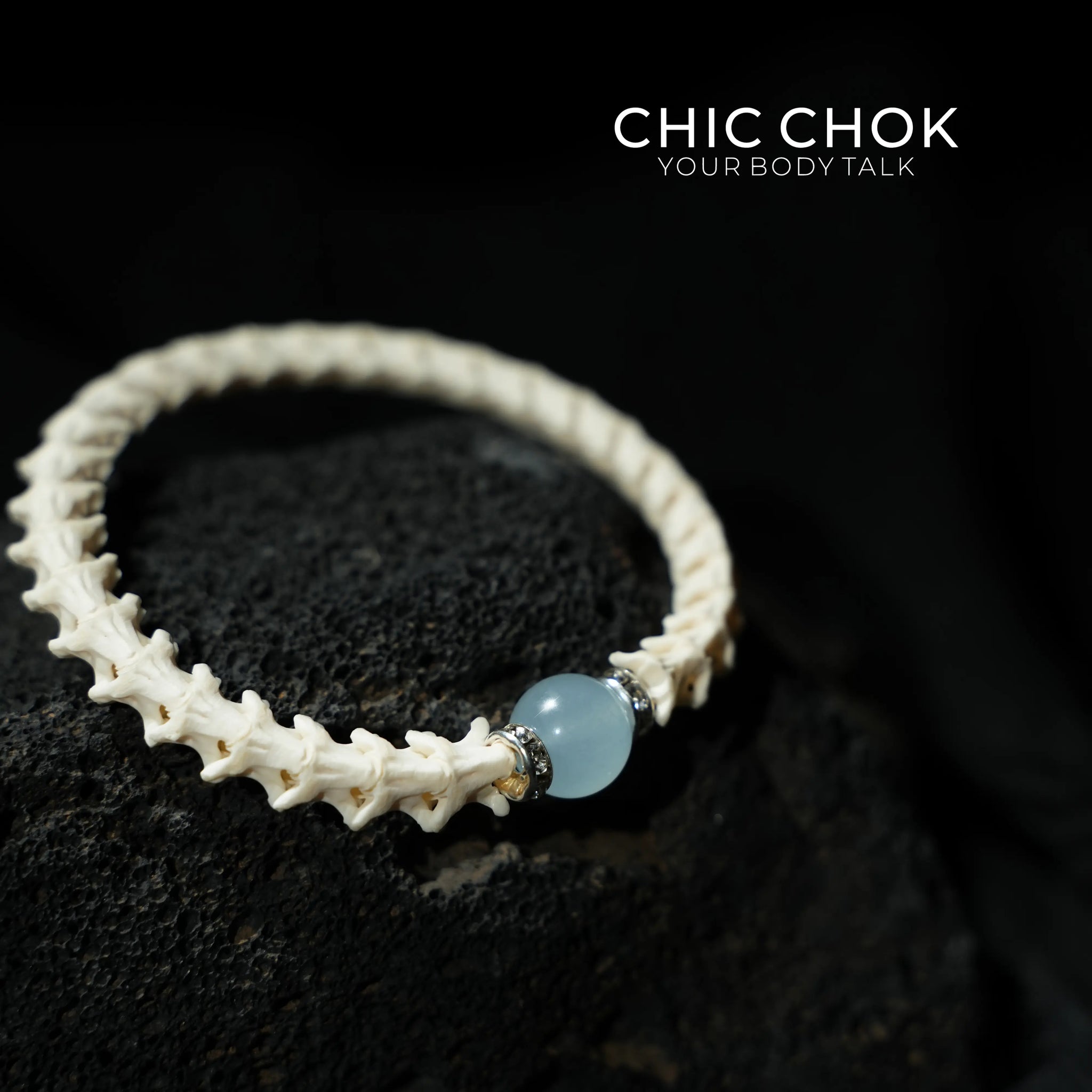 Snake Bone Light Blue Bracelet