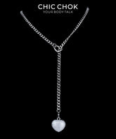 CHICCHOK Sweet Punk Y-Lariat Chain Necklace | Y2K Cute Coquette Heart Charm Collar | Harajuku Kawaii Stainless Steel Cuban Link Jewelry for Sensitive Skin