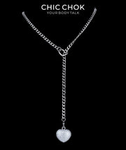 CHICCHOK Sweet Punk Y-Lariat Chain Necklace | Y2K Cute Coquette Heart Charm Collar | Harajuku Kawaii Stainless Steel Cuban Link Jewelry for Sensitive Skin