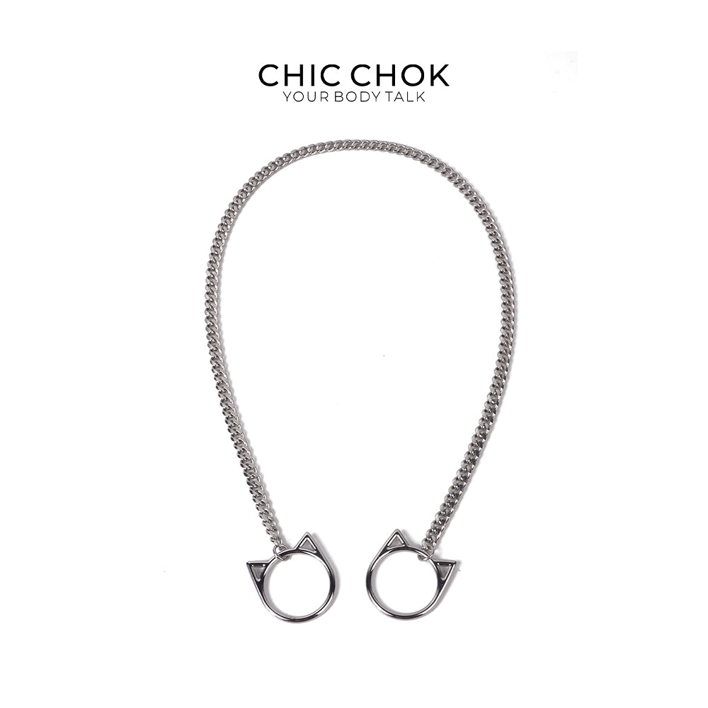 CHICCHOK O-Ring Slip-On Choker Necklace for Women – Handmade Adjustable Lariat Y-Necklace, Cuban Chain Style