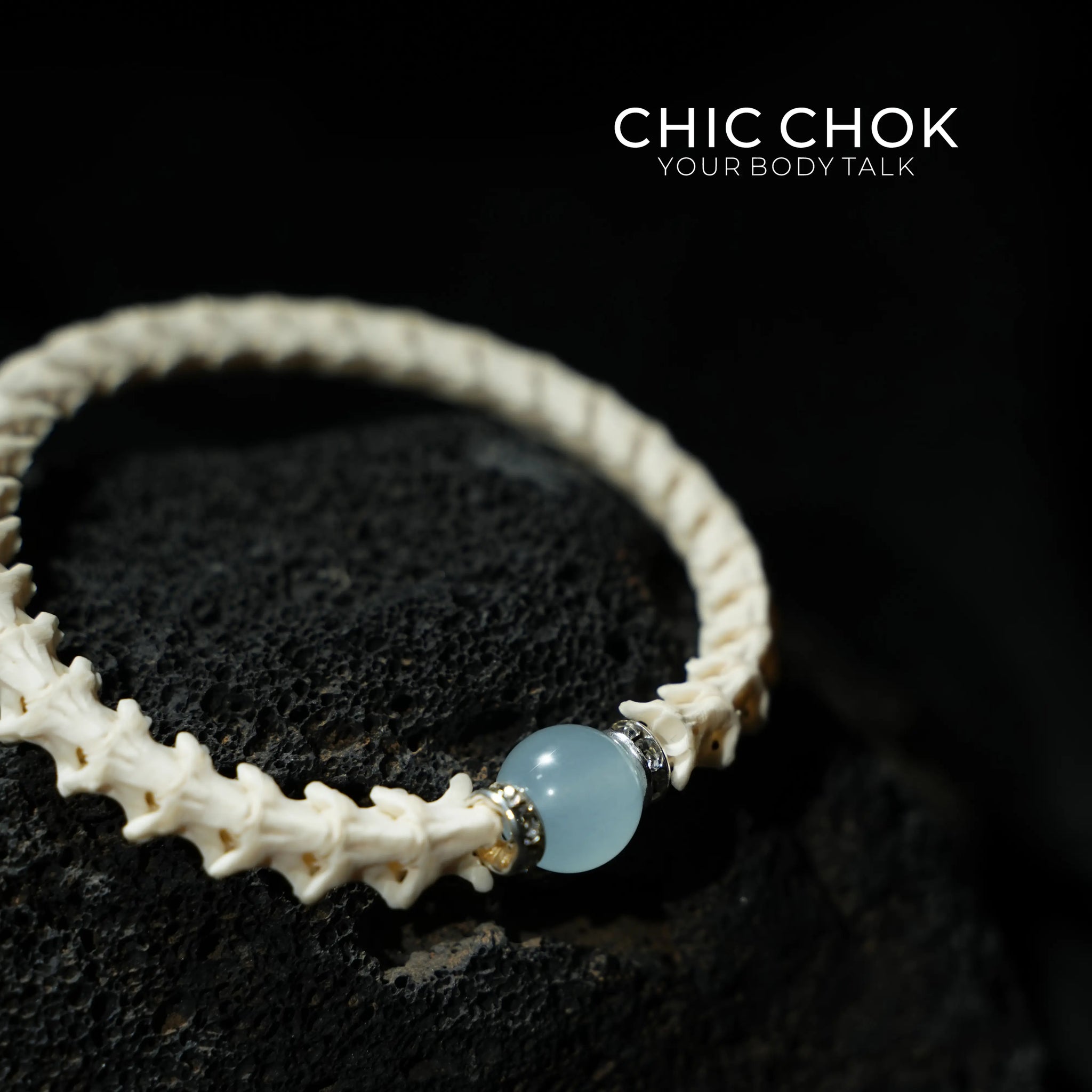 Snake Bone Light Blue Bracelet