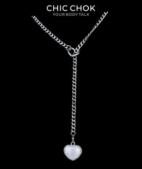CHICCHOK Sweet Punk Y-Lariat Chain Necklace | Y2K Cute Coquette Heart Charm Collar | Harajuku Kawaii Stainless Steel Cuban Link Jewelry for Sensitive Skin
