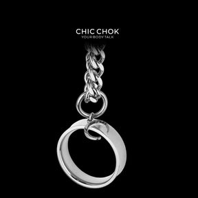 CHICCHOK "Lunar Shackle" Stainless Steel Ring Y-Necklace | Gothic OT Toggle Clasp Star & Moon Pendant Drop Chain | Dark Grunge Y2K Streetwear Jewelry