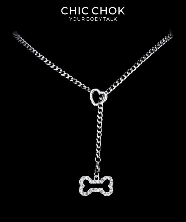 CHICCHOK Sweet Punk Y-Lariat Chain Necklace | Y2K Cute Coquette Heart Charm Collar | Harajuku Kawaii Stainless Steel Cuban Link Jewelry for Sensitive Skin