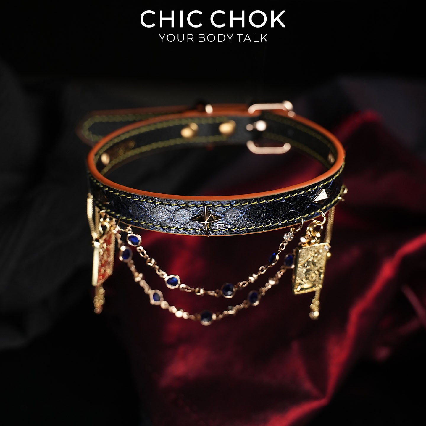 CHICCHOK Astral Sequence Zodiac Choker Collection | Custom Genuine Cowhide & Snakeskin Collar | 12 Astrology Tarot Heavy Metal Neckwear