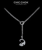 Kalung Rantai CHICCHOK Sweet Punk Y-Lariat | Kalung Kerah Coquette Y2K Menggemaskan dengan Liontin Hati | Perhiasan Harajuku Kawaii Berantai Cuban Link Baja Tahan Karat untuk Kulit Sensitif