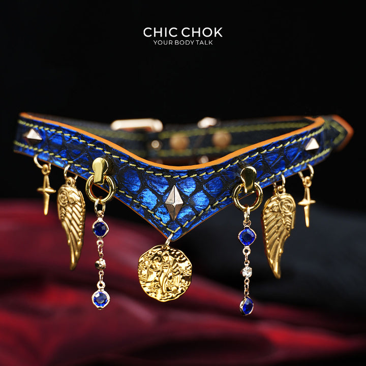 CHICCHOK Astral Sequence Zodiac Choker Collection | Custom Genuine Cowhide & Snakeskin Collar | 12 Astrology Tarot Heavy Metal Neckwear
