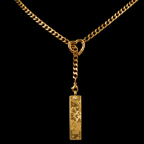 CHICCHOK Whispers of the Corona | Customized Tarot Major Arcana Y-Chain for the 12 Zodiac Signs | Heart-Shaped Clasp Vintage Gold Necklace | Dark Occult High-Street Accessories