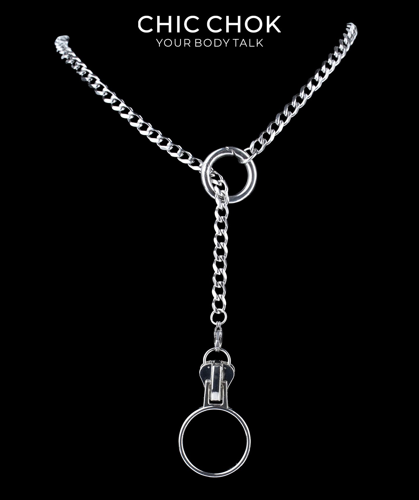 CHICCHOK Subversive Y-Lariat Chain Necklace | Gothic Stainless Steel Cuban Link Collar