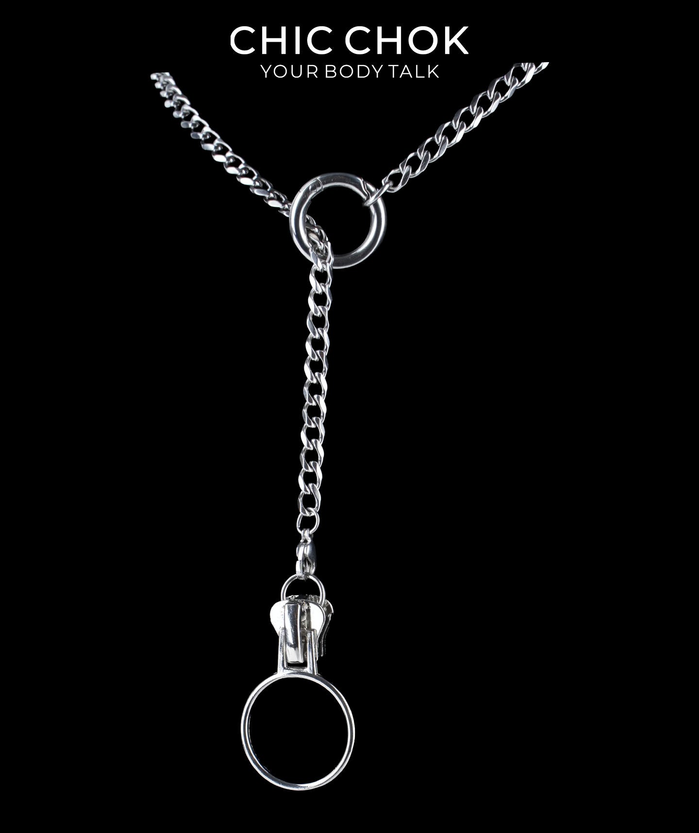 CHICCHOK Subversive Y-Lariat Chain Necklace | Gothic Stainless Steel Cuban Link Collar