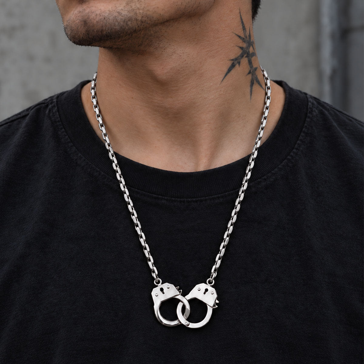 CHICCHOK Unbound Dual Rings 手錠ネックレス｜デタッチャブル ステンレススチール 二重レイヤーチョーカー｜サブバーシブ Y2K インダストリアルパンク マルチウェア Yラリエットチェーンジュエリー・敏感肌対応