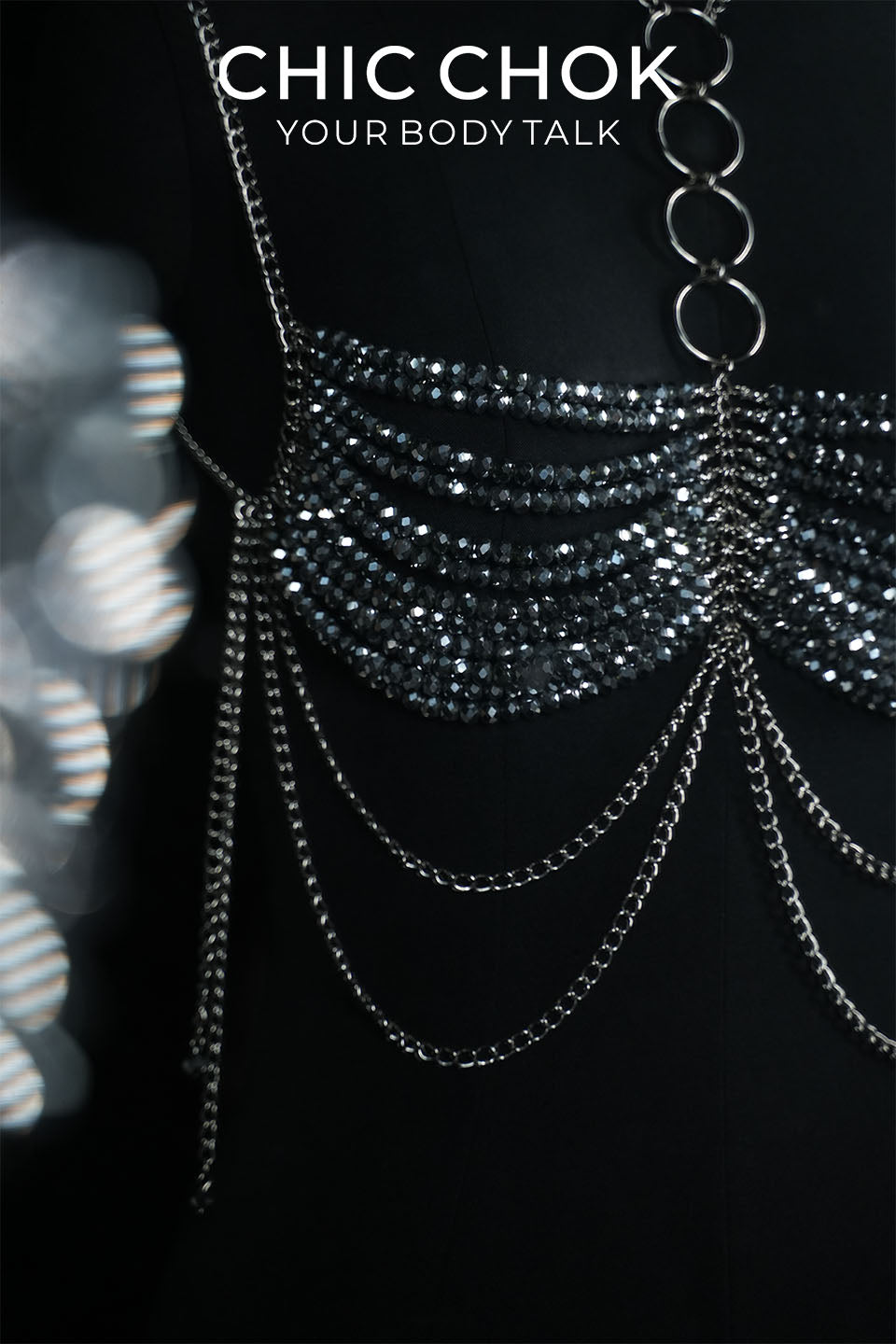 CHICCHOK Gypsy Kiss | Rote Kristall-Bralette-Body-Chain | Geschichtetes goldenes Boho-Harness