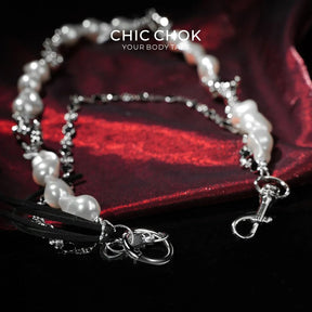 [Rebellious Baroque] Alien Pearl Double-Layer Trouser Chain - CHICCHOK - pants chain