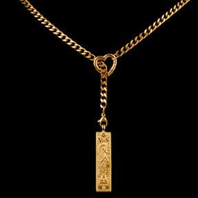 CHICCHOK Whispers of the Corona | Customized Tarot Major Arcana Y-Chain for the 12 Zodiac Signs | Heart-Shaped Clasp Vintage Gold Necklace | Dark Occult High-Street Accessories