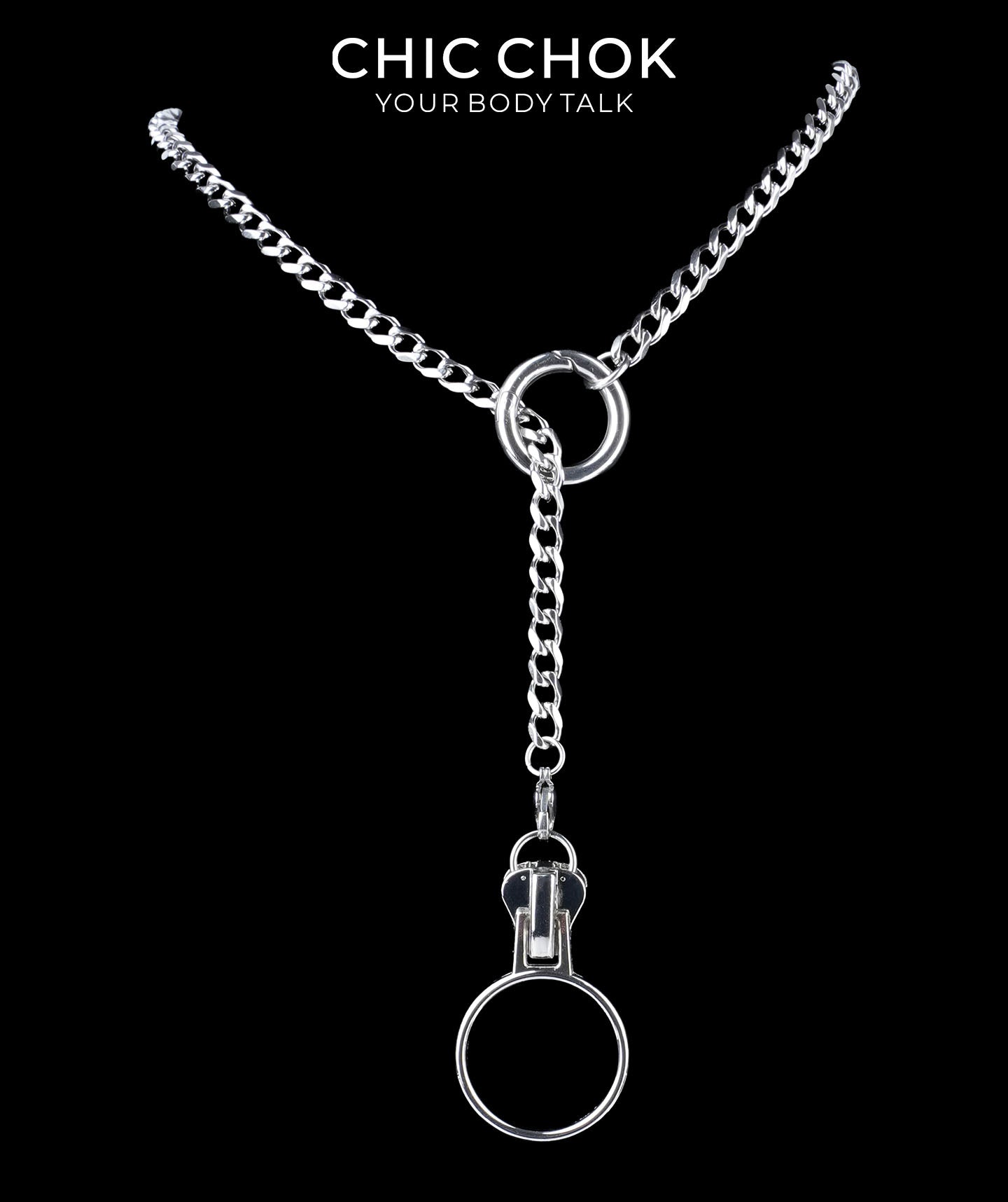 CHICCHOK Subversive Y-Lariat Chain Necklace | Gothic Stainless Steel Cuban Link Collar
