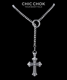 CHICCHOK "Dark Devotion" Titanium Steel Y-Necklace | Gothic Cross Pendant Collection | Dark Streetwear Subculture Jewelry