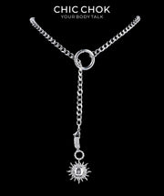 CHICCHOK Subversive Y-Lariat Chain Necklace | Gothic Stainless Steel Cuban Link Collar