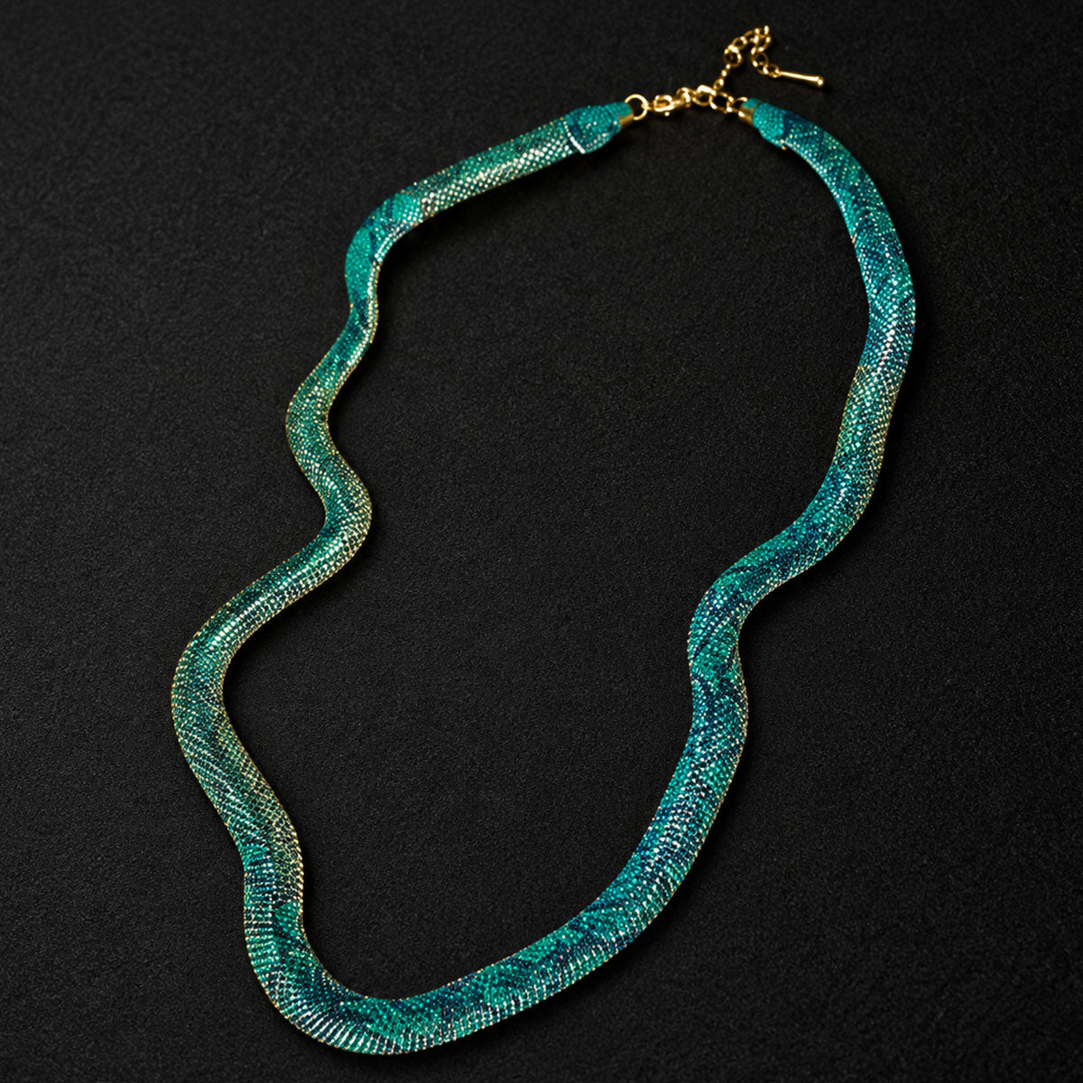 CHICCHOK Phantom Serpent 7mm Colorful Snake Print Flat Chain | Iron Electroplated Choker Necklace | Dark Luxury Animal Print Jewelry