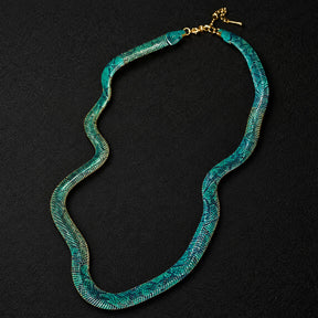 CHICCHOK Phantom Serpent 7mm Colorful Snake Print Flat Chain | Iron Electroplated Choker Necklace | Dark Luxury Animal Print Jewelry