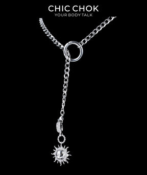 CHICCHOK Subversive Y-Lariat Chain Necklace | Gothic Stainless Steel Cuban Link Collar