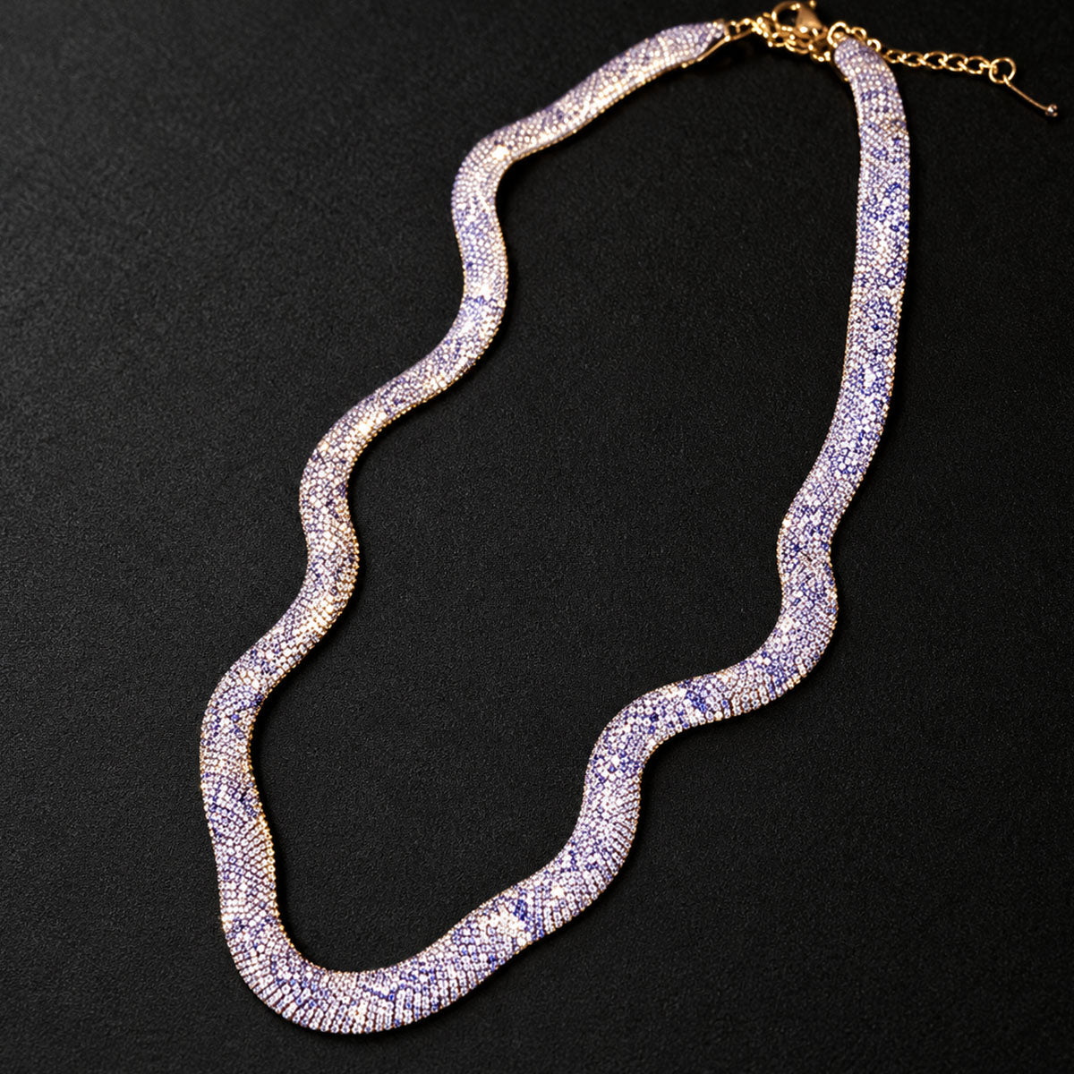 CHICCHOK Phantom Serpent 7mm Colorful Snake Print Flat Chain | Iron Electroplated Choker Necklace | Dark Luxury Animal Print Jewelry