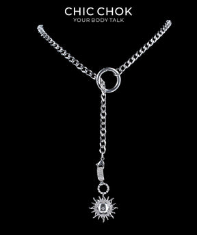 CHICCHOK Subversive Y-Lariat Chain Necklace | Gothic Stainless Steel Cuban Link Collar
