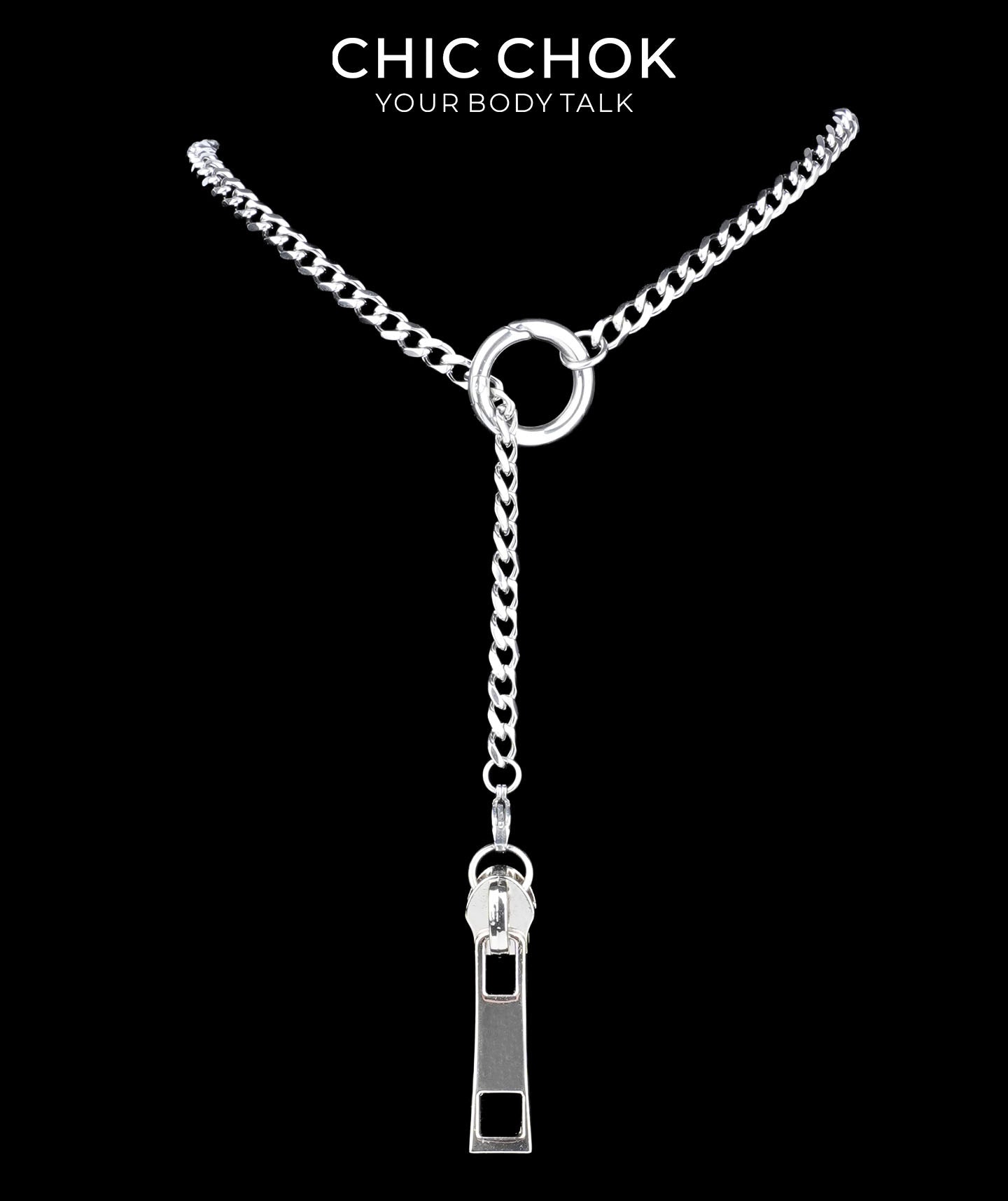 CHICCHOK Subversive Y-Lariat Chain Necklace | Gothic Stainless Steel Cuban Link Collar