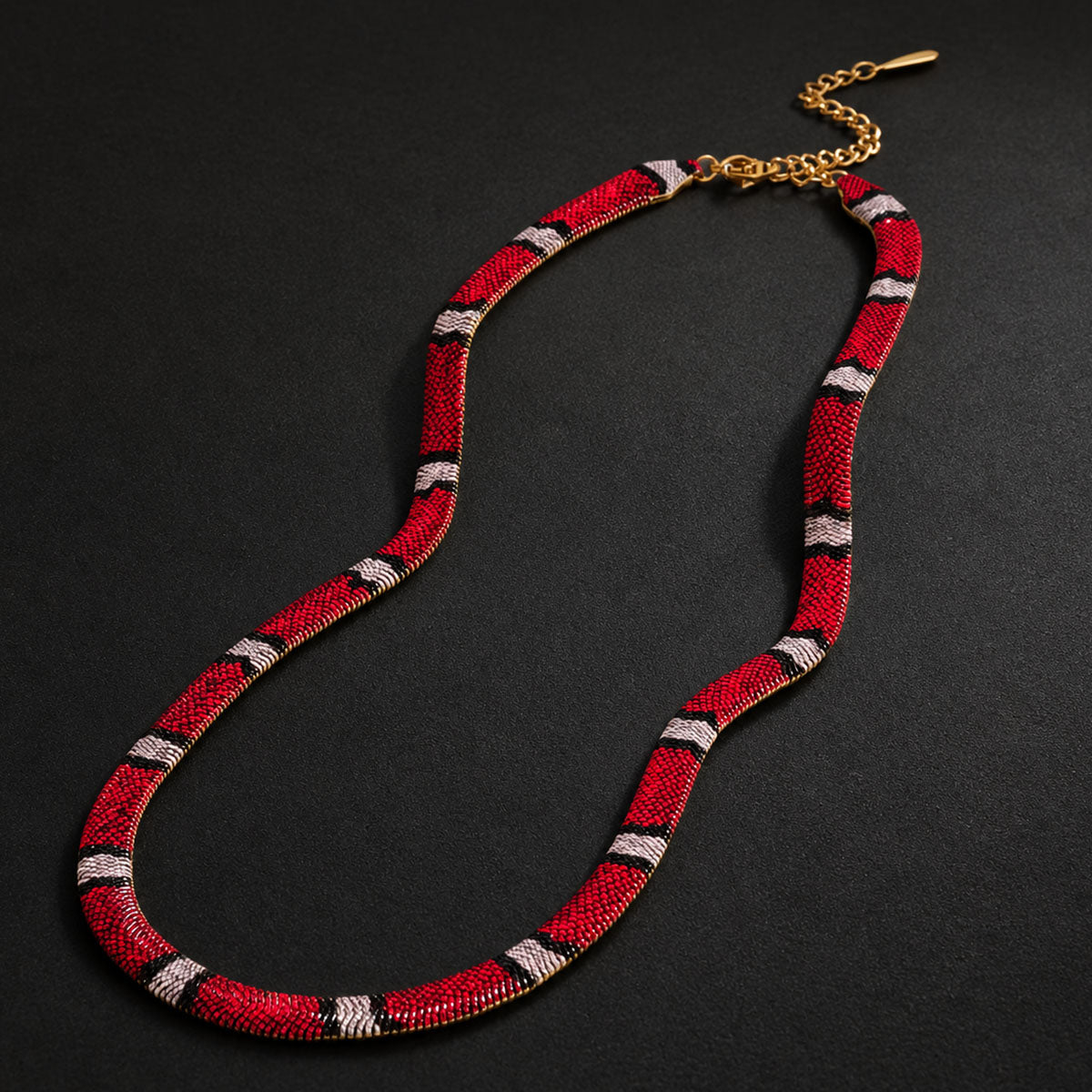 CHICCHOK Phantom Serpent 7mm Colorful Snake Print Flat Chain | Iron Electroplated Choker Necklace | Dark Luxury Animal Print Jewelry