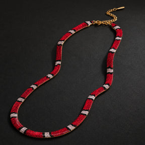 CHICCHOK Phantom Serpent 7mm Colorful Snake Print Flat Chain | Iron Electroplated Choker Necklace | Dark Luxury Animal Print Jewelry