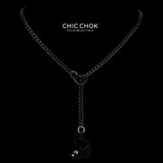 CHICCHOK "Nightbound Sequence" Black Stainless Steel Y-Necklace | Gothic Heart Carabiner & Multi-Pendant Drop Chain | Dark Grunge Y2K Streetwear Jewelry