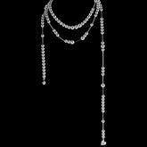 CHICCHOK Dream Lock Pearl Lariat Necklace - Avant-Garde Silver Metallic Shell Pearl & Stainless Steel Layered Body Chain