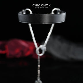 CHICCHOK "The Shackle" Reversible Handcuff Choker | Genuine Leather & Stainless Steel Collar | Subversive Dark Grunge Neckwear