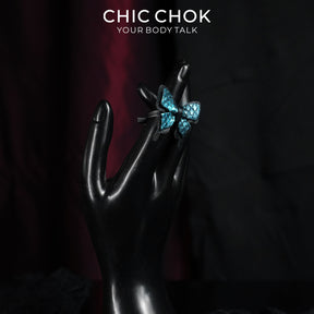 CHICCHOK Cute Bunny Ring | First-Layer Leather Animal Ring | Kawaii Goth Accessory
