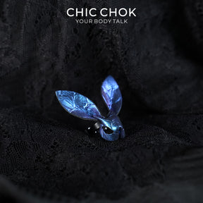 CHICCHOK Cute Bunny Ring | First-Layer Leather Animal Ring | Kawaii Goth Accessory