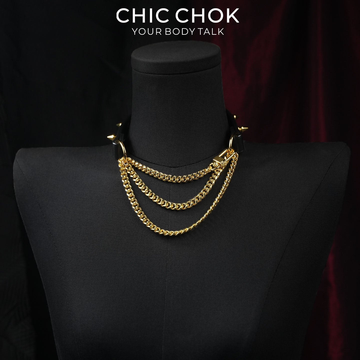 CHICCHOK [Spiked Breathless] Black Choker With Spikes Stylish Pulling Choker Necklace Spikes