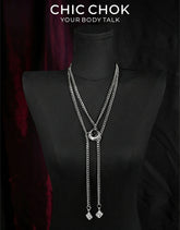 CHICCHOK Twin Astral Crystals Stainless Steel Necklace | Gothic Cyberpunk Industrial Chain Pendant | Luxury Y2K Fairy Grunge Hypoallergenic Jewelry