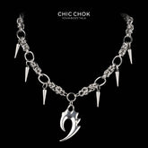 CHICCHOK Riven Wind Claw Necklace | Stainless Steel Spike Chainmail Collar | Cyberpunk Neo-Tribal Hook Pendant Grunge Jewelry
